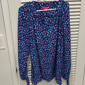 Lilly Pulitzer Vibrant Blue and Pink Silk Blouse